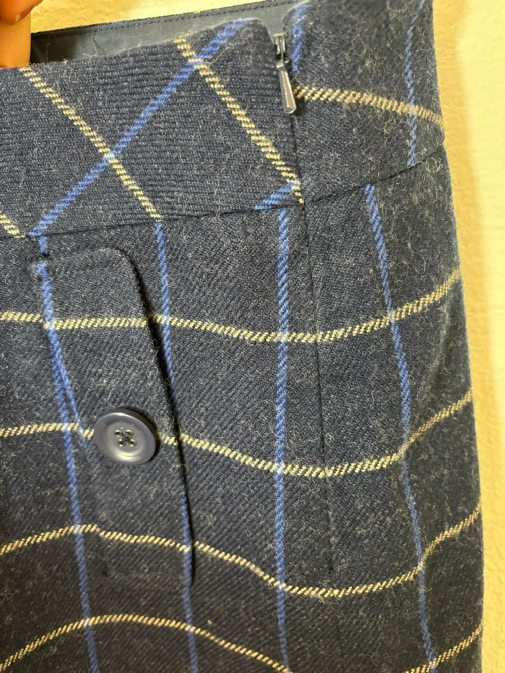 LOFT Navy Plaid tailored chic vintage Mini Skirt size 10 - Picture 5 of 6